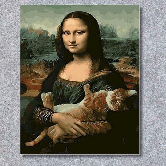 PAINT BY NUMBERS Canvas Painting Kit - Mona Lisa with Cat 40 x 50 cm, photo 2
