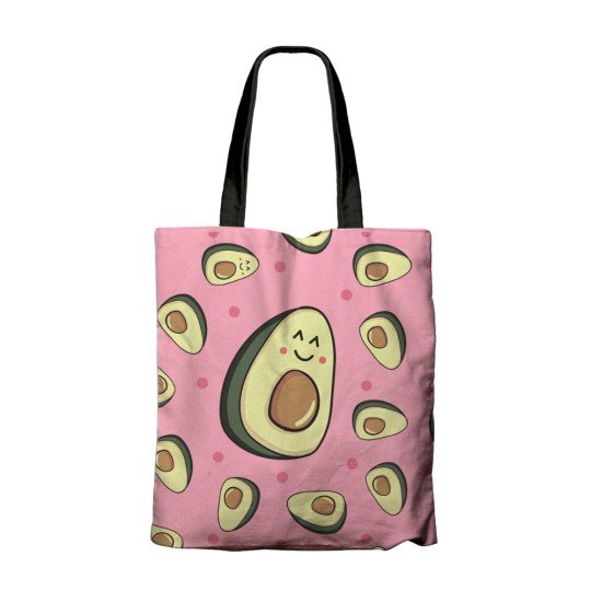 Fashionable Rectangular Shopping Bag Oh My Pop! Pink Avocado 33x40x7 cm