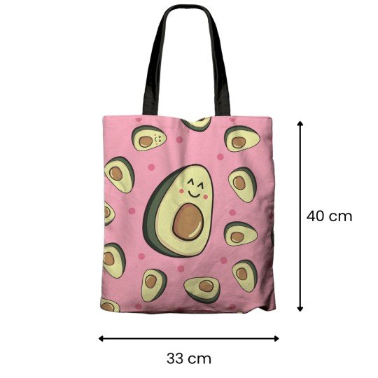 Fashionable Rectangular Shopping Bag Oh My Pop! Pink Avocado 33x40x7 cm, photo 4