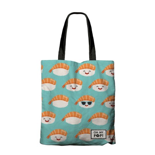 Fashionable Beach Shopping Bag Oh My Pop! Turquoise Nigiri 33x40x7 cm