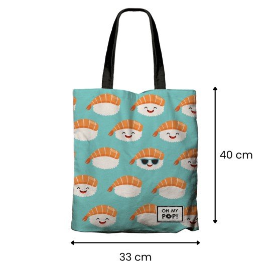Fashionable Beach Shopping Bag Oh My Pop! Turquoise Nigiri 33x40x7 cm, photo 2