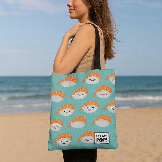 Fashionable Beach Shopping Bag Oh My Pop! Turquoise Nigiri 33x40x7 cm, photo 3