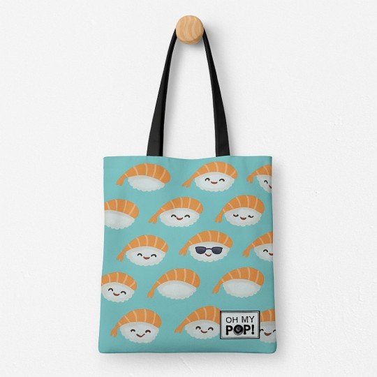 Fashionable Beach Shopping Bag Oh My Pop! Turquoise Nigiri 33x40x7 cm, photo 4