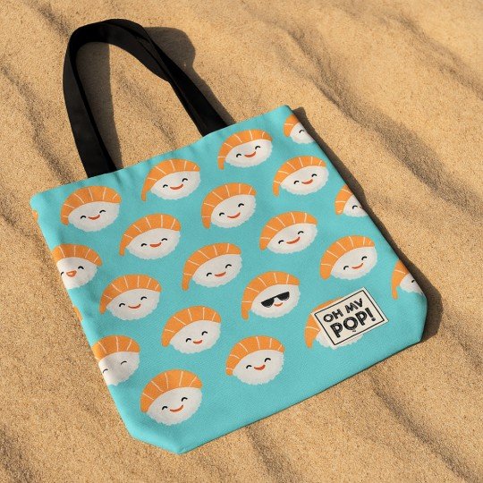 Fashionable Beach Shopping Bag Oh My Pop! Turquoise Nigiri 46x35x10 cm, photo 2