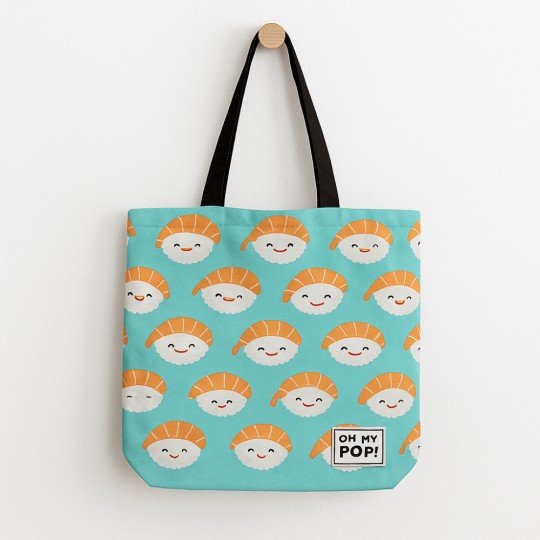 Fashionable Beach Shopping Bag Oh My Pop! Turquoise Nigiri 46x35x10 cm, photo 4