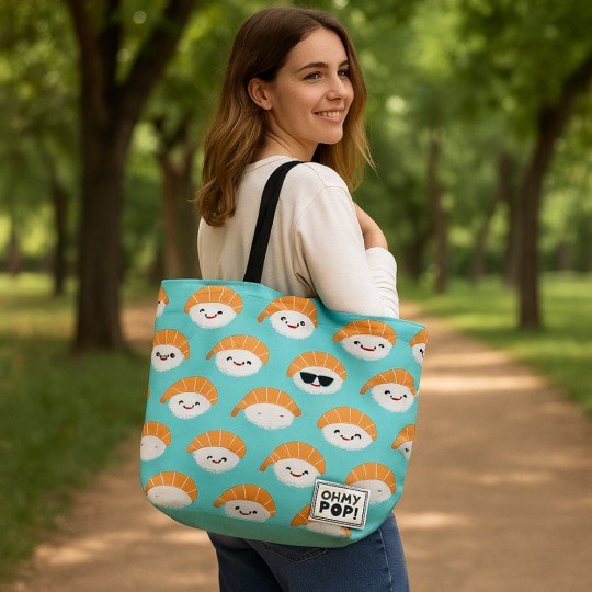 Fashionable Beach Shopping Bag Oh My Pop! Turquoise Nigiri 46x35x10 cm, photo 5