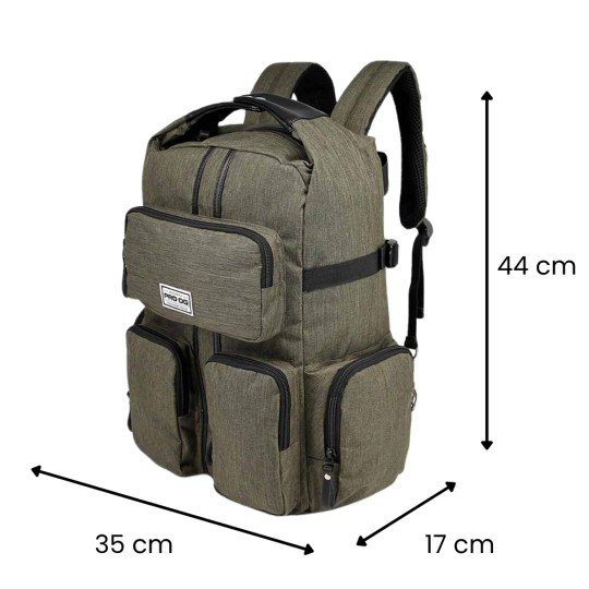 Premium Two-Compartment Urban School Backpack Army Green 35x44x17 cm, photo 2