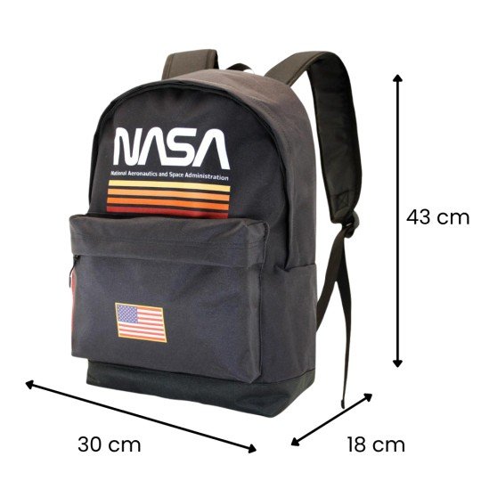 NASA Unisex Multi-Compartment School Backpack, Black, 30x43x18cm, photo 2
