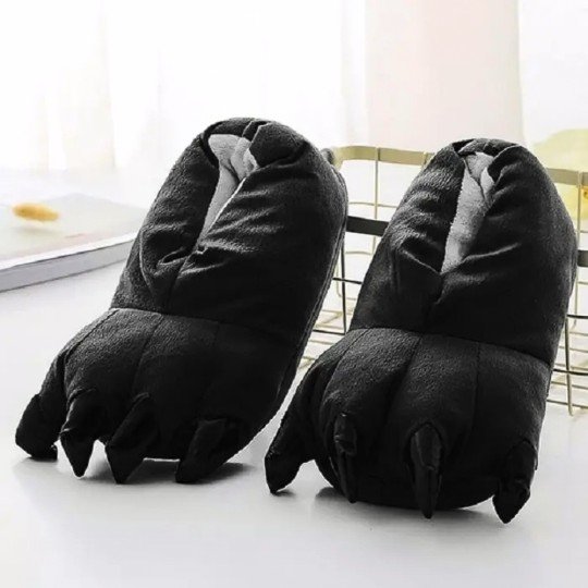 Soft Kids' Paw Slippers 3D Black with Claws, photo 3