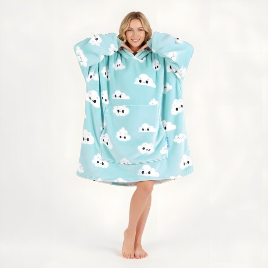 Super Soft Blanket Hoodie Robe - Lazy Robe Blue Cloud 100 cm, photo 3