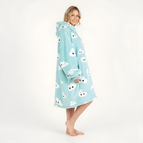 Super Soft Blanket Hoodie Robe - Lazy Robe Blue Cloud 100 cm, photo 5