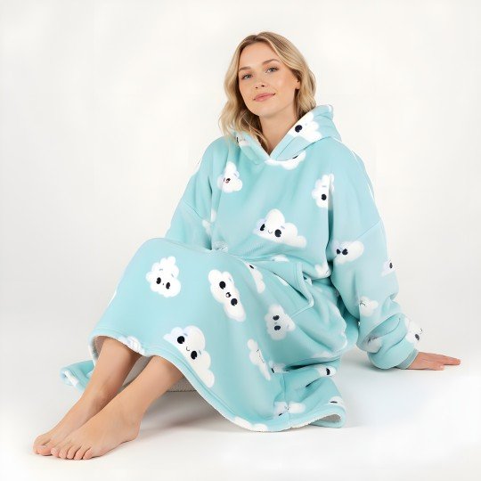 Super Soft Blanket Hoodie Robe - Lazy Robe Blue Cloud 100 cm, photo 10