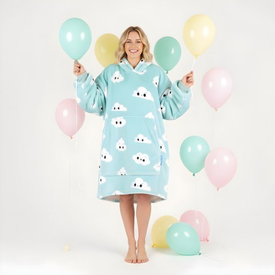Super Soft Blanket Hoodie Robe - Lazy Robe Blue Cloud 100 cm, photo 4