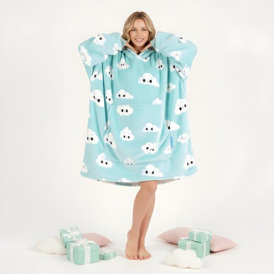 Super Soft Blanket Hoodie Robe - Lazy Robe Blue Cloud 100 cm, photo 13
