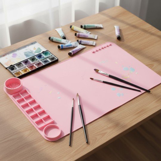 Silicone Painting & Craft Mat with Organiser Pink, photo 3