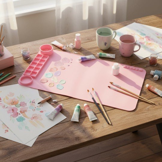 Silicone Painting & Craft Mat with Organiser Pink, photo 8