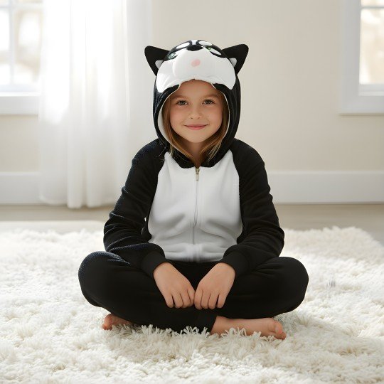 Piżama Onesie Kigurumi Kostium Przebranie Czarny Husky Dzieci, zdjęcie 5
