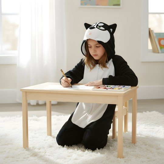 Piżama Onesie Kigurumi Kostium Przebranie Czarny Husky Dzieci, zdjęcie 7