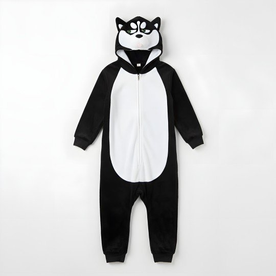 Piżama Onesie Kigurumi Kostium Przebranie Czarny Husky Dzieci, zdjęcie 8