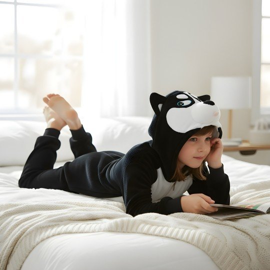 Piżama Onesie Kigurumi Kostium Przebranie Czarny Husky Dzieci, zdjęcie 3