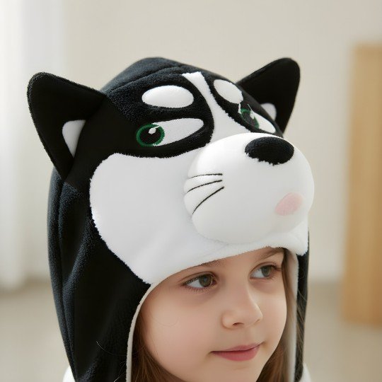 Piżama Onesie Kigurumi Kostium Przebranie Czarny Husky Dzieci, zdjęcie 6