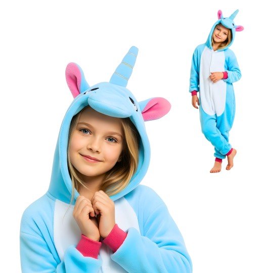 Onesie Kigurumi Pyjama Costume Sky Blue Unicorn Kids