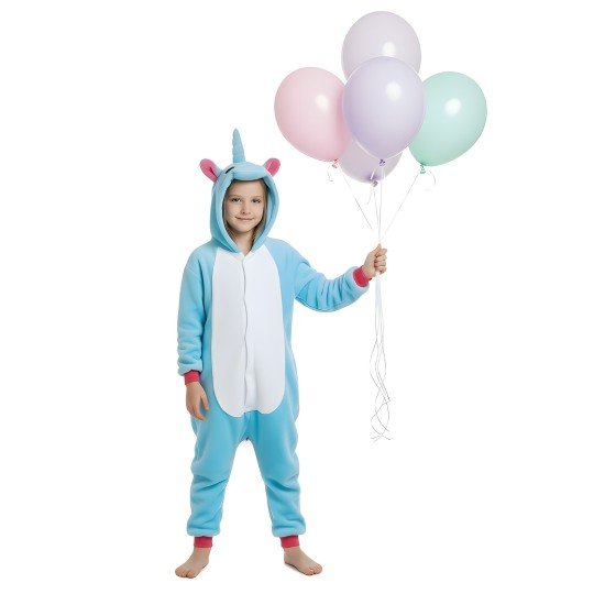 Piżama Onesie Kigurumi Kostium Lazurowy Jednorożec Dzieci, zdjęcie 10