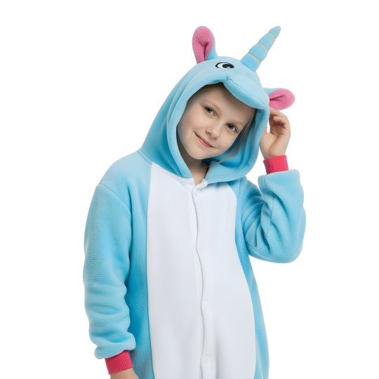 Onesie Kigurumi Pyjama Costume Sky Blue Unicorn Kids, photo 9