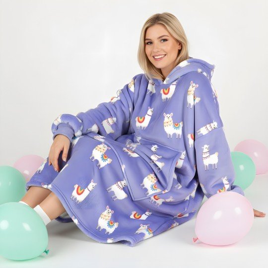 Super Soft Blanket Hoodie Robe - Lazy Robe Purple Alpaca 100 cm