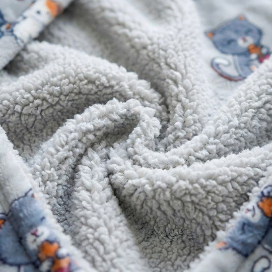 Bardzo Miękki Szlafrok Kocobluza Lazy Robe Szare Koty 100 cm, zdjęcie 5