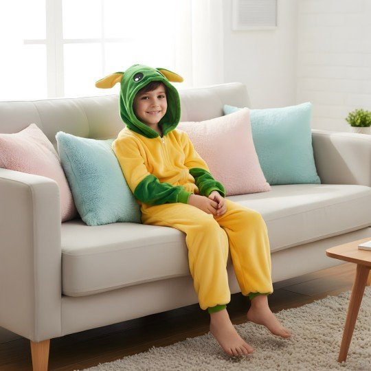 Onesie Kigurumi Pyjama Costume Baby Yoda Kids, photo 7