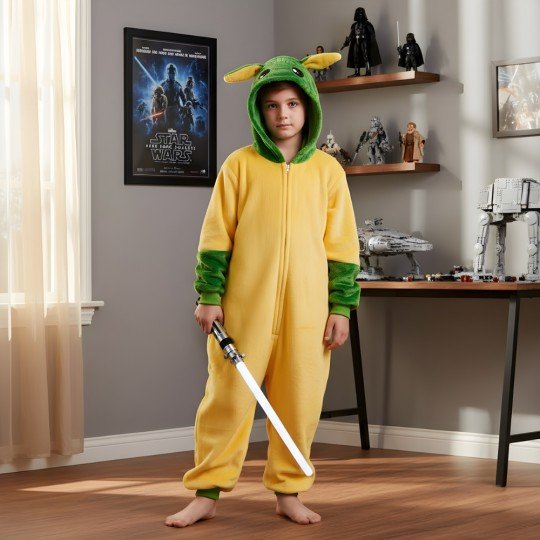 Onesie Kigurumi Pyjama Costume Baby Yoda Kids, photo 8