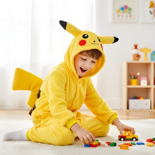 Piżama Onesie Kigurumi Kostium Przebranie Pokemon Pikachu Dzieci, zdjęcie 4