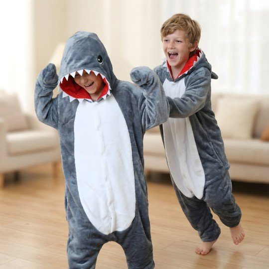 Onesie Kigurumi Pyjama Costume Fancy Dress Shark Kids, photo 8