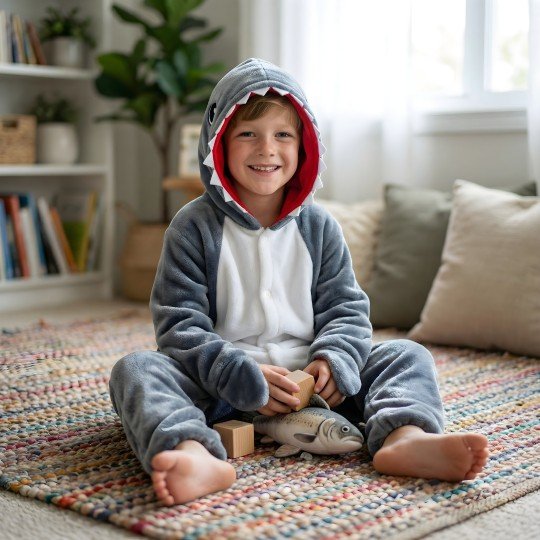 Onesie Kigurumi Pyjama Costume Fancy Dress Shark Kids, photo 2