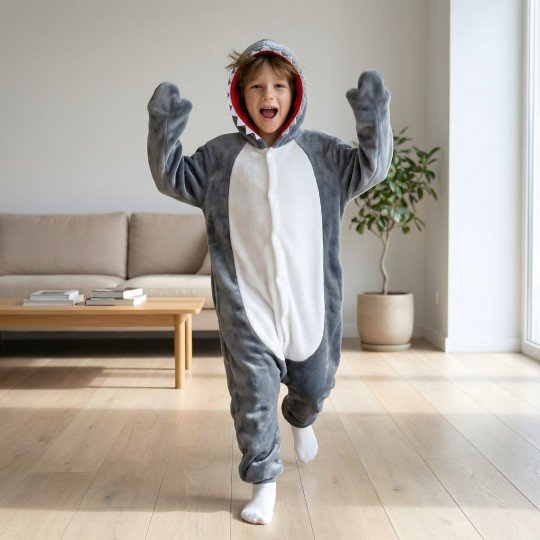 Onesie Kigurumi Pyjama Costume Fancy Dress Shark Kids, photo 3