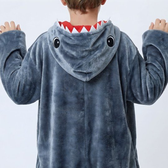 Onesie Kigurumi Pyjama Costume Fancy Dress Shark Kids, photo 5