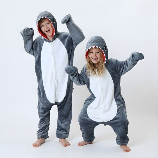 Onesie Kigurumi Pyjama Costume Fancy Dress Shark Kids, photo 10