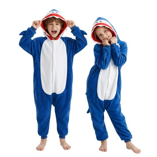 Onesie Kigurumi Pyjama Costume Fancy Dress Navy Shark Kids