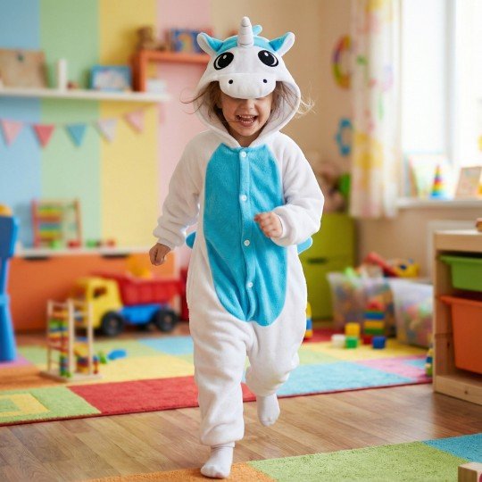 Piżama Onesie Kigurumi Kostium Przebranie Biały Jednorożec Dzieci, zdjęcie 7