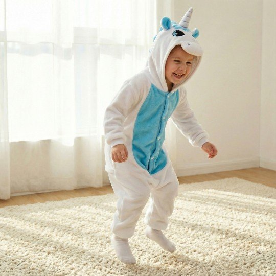 Piżama Onesie Kigurumi Kostium Przebranie Biały Jednorożec Dzieci, zdjęcie 8