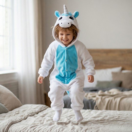 Piżama Onesie Kigurumi Kostium Przebranie Biały Jednorożec Dzieci, zdjęcie 9