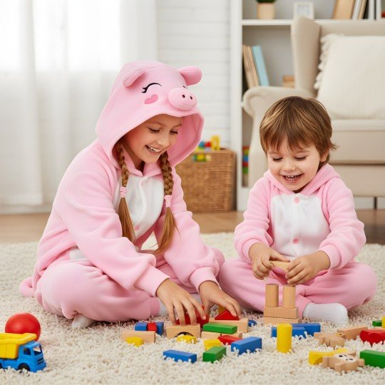 Onesie Kigurumi Pyjama Costume Pink Piglet Kids, photo 2