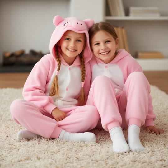 Onesie Kigurumi Pyjama Costume Pink Piglet Kids, photo 7