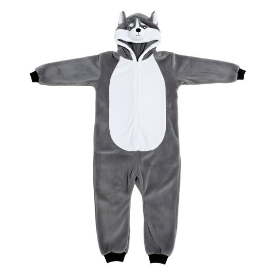 Onesie Kigurumi Pyjama Costume Fancy Dress Grey Husky Kids, photo 3