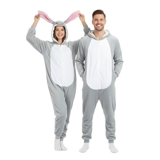 Piżama Onesie Kigurumi Kostium Przebranie Szary Królik, zdjęcie 7