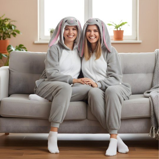 Piżama Onesie Kigurumi Kostium Przebranie Szary Królik, zdjęcie 9