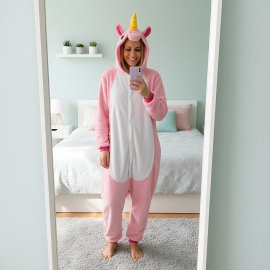 Piżama Onesie Kigurumi Kostium Przebranie Różowy Jednorożec, zdjęcie 8