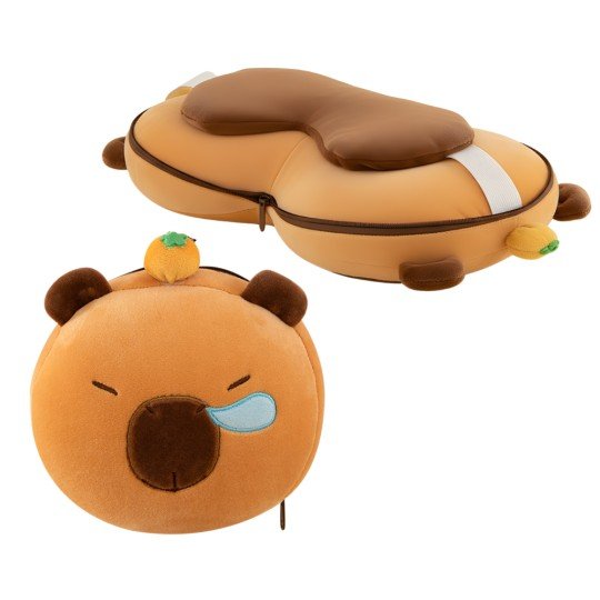 4-in-1 Plush Toy: Pillow, Eye Mask, Keyring Capybara
