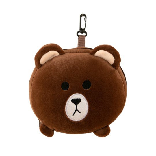4-in-1 Plush Toy: Pillow, Eye Mask, Keyring Brown Teddy Bear